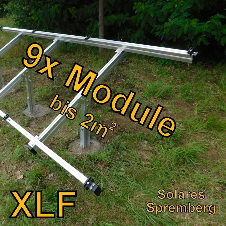 Komplettlösung Freilandanlage XLF/9//20-45 Grad für weichen Untergrund für 9x Module vertikal / hochkant verlegt